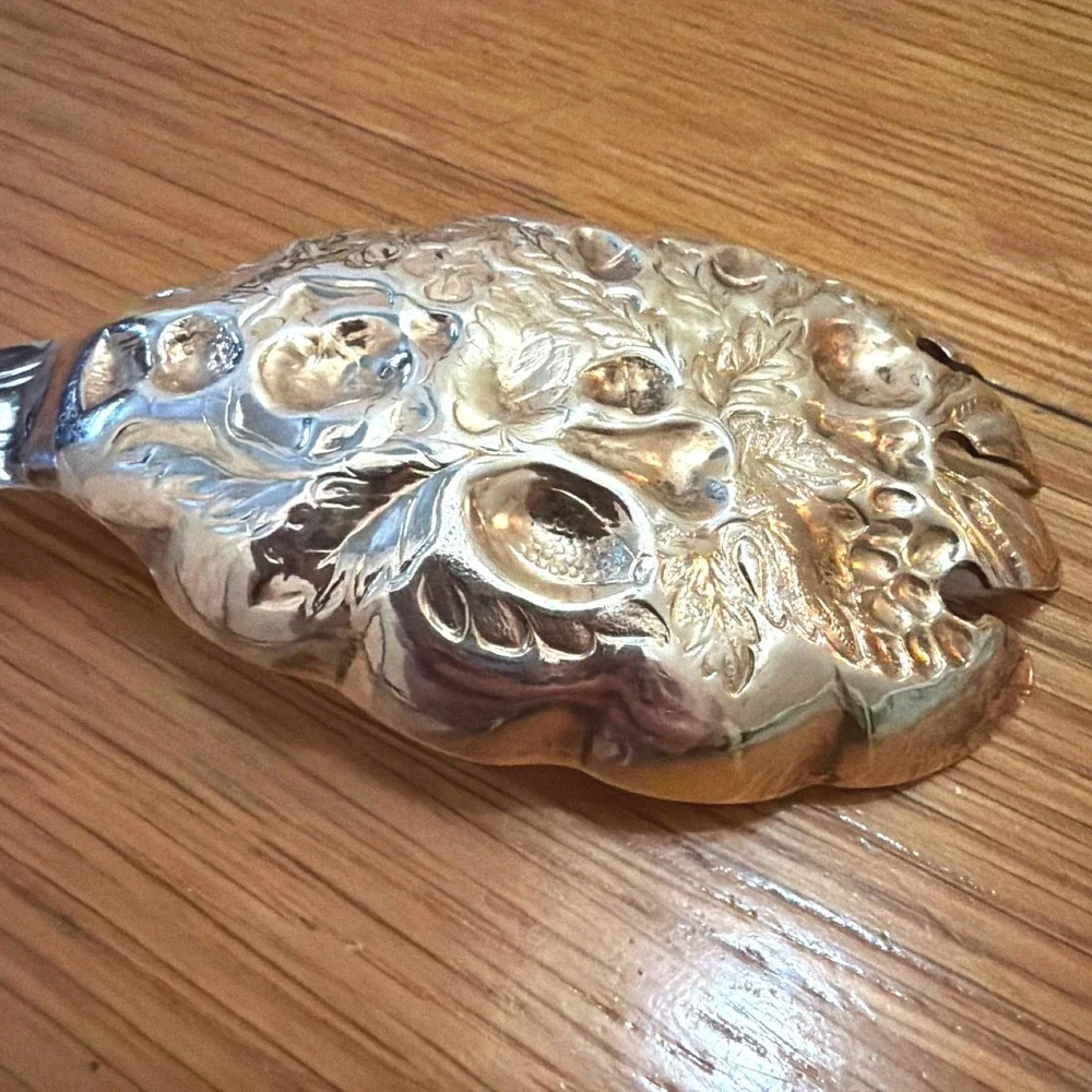Vintage WA Sheffield England Silverplate Pierced Berry Fruit Serving Spoon 9